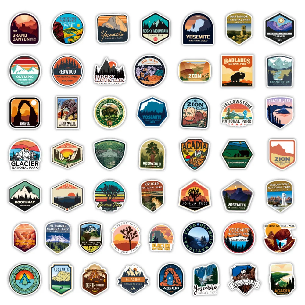 Pack of 100Pcs National Natural Park Stickers No-duplicate Waterproof Sticker For Luggage Skateboard Laptop Car Decals