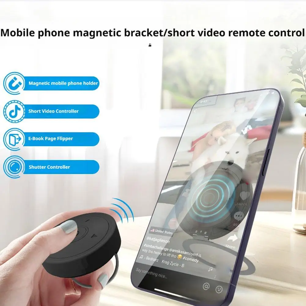 

3-in-1 Magnetic Phone Holder With Bluetooth Remote Control, For Hands-Free Viewing Selfie Video Scrolling