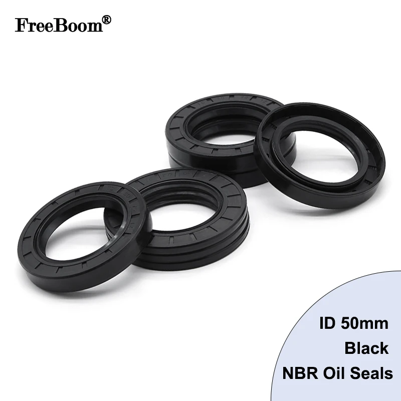 ID 50mm Black NBR Oil Seal TC 50*62~110*5/7/8/9/10/12 mm Nitrile Rubber Shaft Double Lip Oil Gasket 1pcs Grooved Gasket