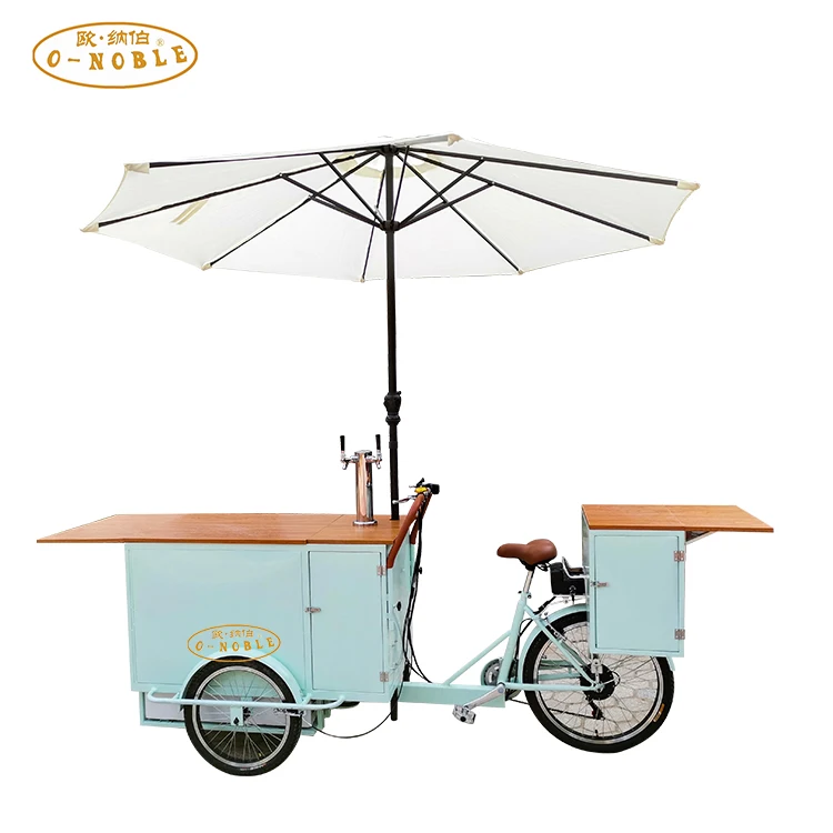 Beer vending cart for sale 350w electric beer tricycle with wooden box