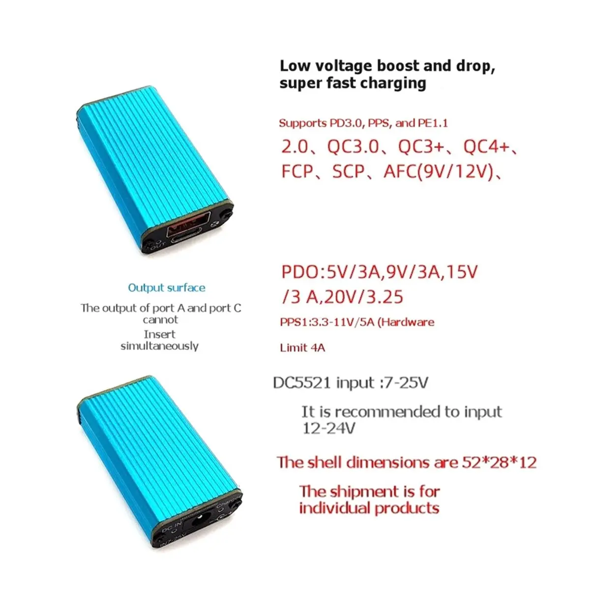 PD 65W Super Fast Charging Module with Case DC7-25V PD3.0 QC3.0 Mobile Fast Charger Car DIY Modify -Boost Module