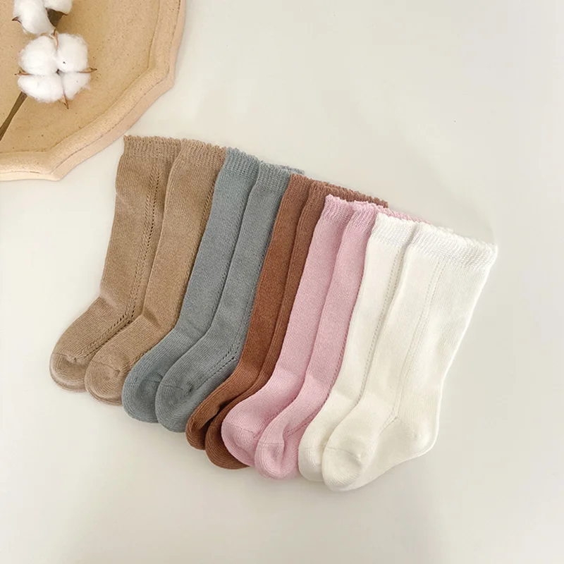 New Baby Boys Girls Socks Knee High Sock Soft Cotton Toddlers Kids Long Socks Hollow Out Children Socken Unisex For 0-5 Years