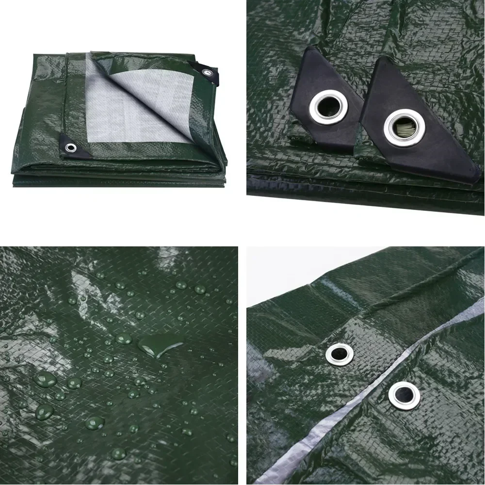Waterproof Camping Tarp Sunshade Rain Shelter Tarpaulin with Eyelets, Multipurpose Outdoor Canopy Cover for Hiking, Camping & Emergency Use 2