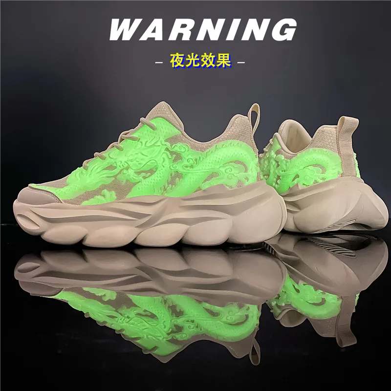 Men\'s Sneakers Outdoor Men Casual Shoes Comfortable Walking Sneaker Nightglow Chinese Dragon Tenis Masculino Zapatillas Hombre