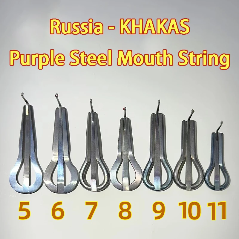 Russland Bukkalrohr Lila Stahl Mundschnur Tragbare professionelle Mundharmonika Traditionelle ethnische Holzblasinstrumente mit Box – Detail 1