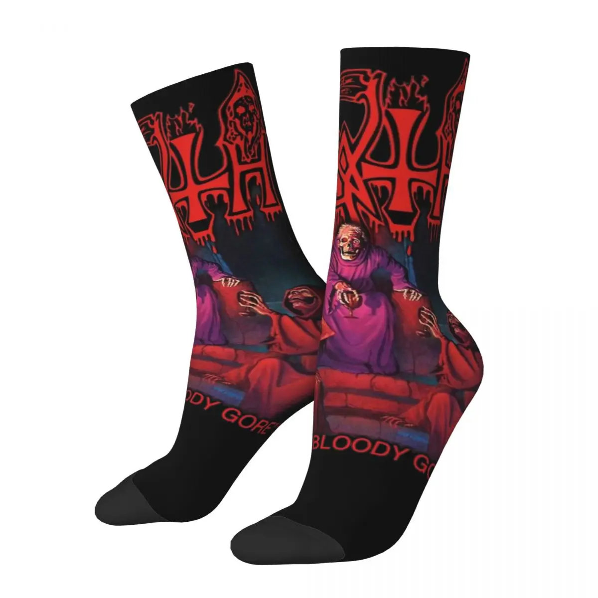 Retro Death Rock Band Scream Bloody Gore Design Cozy Socks Merchandise All Seasons Warm Middle Tube Socks Sweat Absorbing