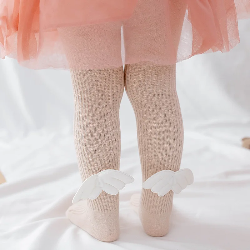 1 Pair Cute Tights Leggings Socks for Baby Girl Cotton Spring Autumn Pantyhose with Angel Wings Kawaii Socks for 0-6 Years Baby