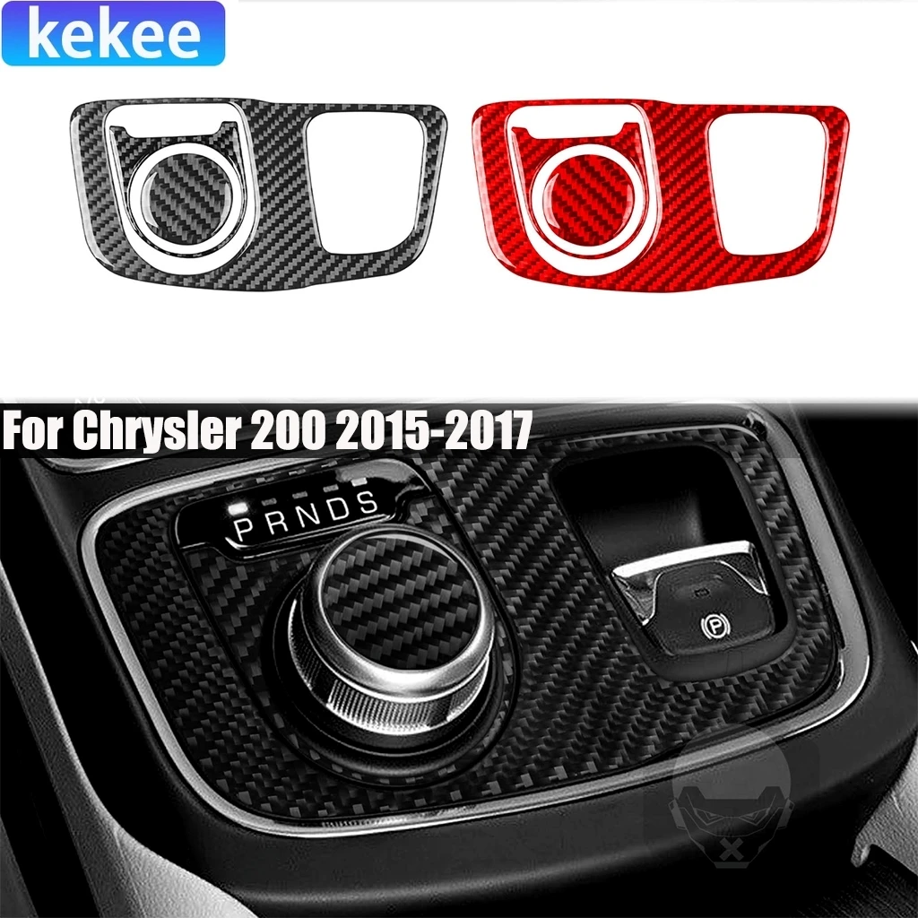 

Carbon Fiber Car Accessories Center Multimedia Knob Set Interior Modified Sticker Cover Trim For Chrysler 200 2015 2016 2017