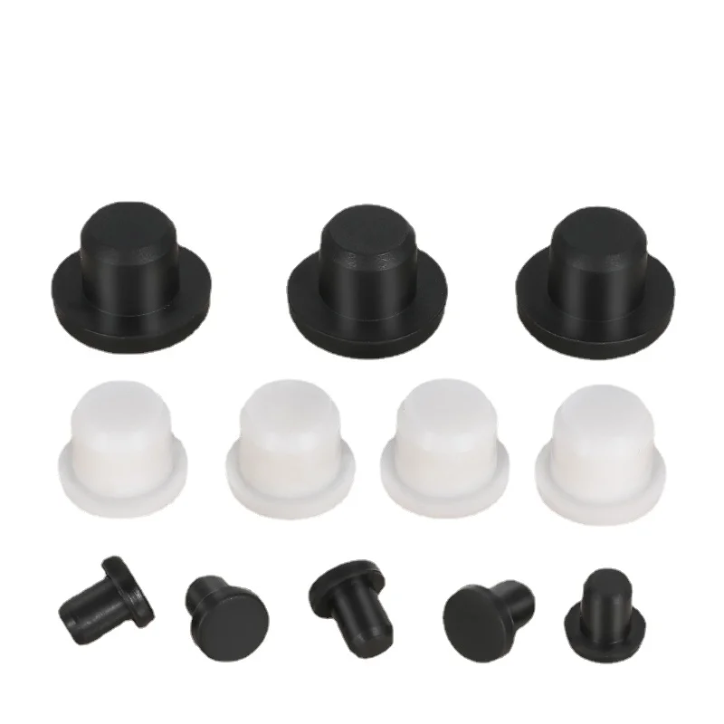 Black White Silicone Rubber Hole Plugs 2.7mm -14mm  T Typee Round Solid Hole Caps High Temperature Seal Stopper Dustproof Plug