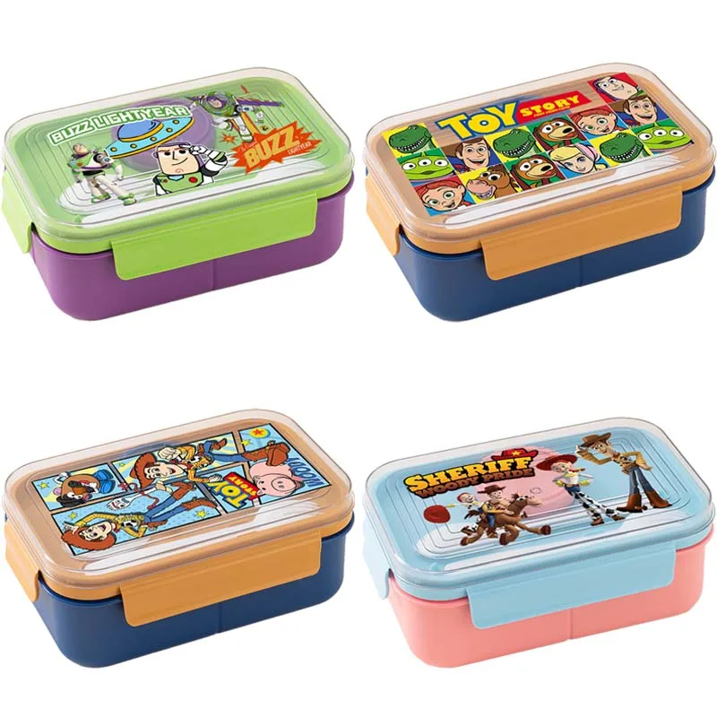 

Disney Cartoon Bento Boxes Portable Large Capacity Sealed Separated Bento Boxes with Spoon Fork 2 Layer Bento Lunch Box Gifts