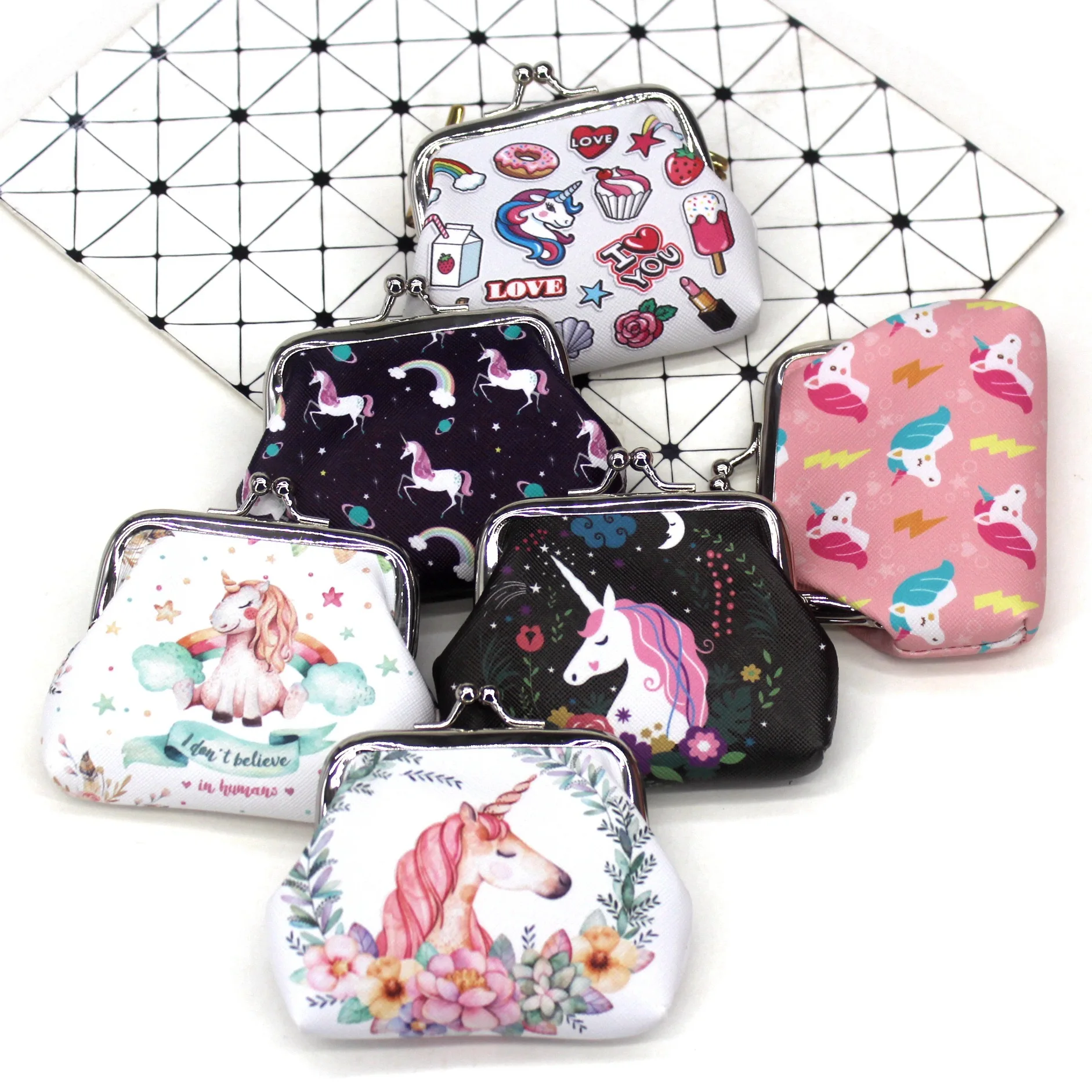 

Women Girl Owl/Unicorn/Flamingo Printing Mini Portable Bags Fashion Coin Purse Card Holder Wallet Key Pouch Make up Cartoon Bag