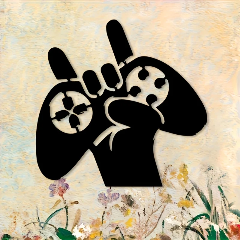 Retro Gaming Hand Metal Wall Art Iron Controller Statue Mural Nostalgic Decor for Gamer Cave Office Birthday Gift view 2