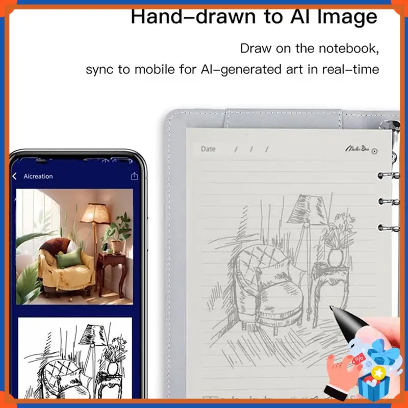 

Compact Syncify Digital Sketchbook, Bluetooth 5.0 Smart Pen & Notebook, Drawing, Writing, Note-Taking, Digital Drawing Notebook