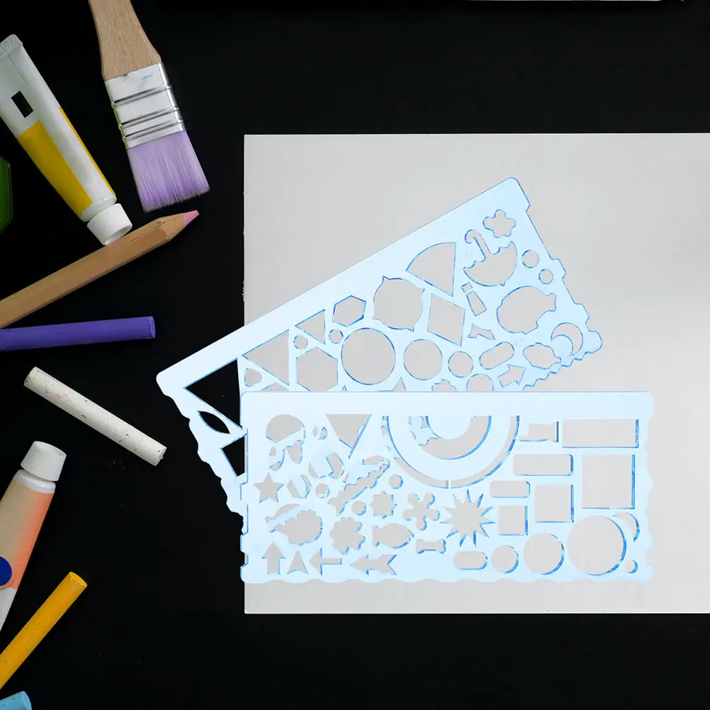 8 قطعة قوالب رسم نمط الهندسة الإستنسل مسطرة قياس بلاستيكية لصياغة الطلاب الهندسة المعمارية