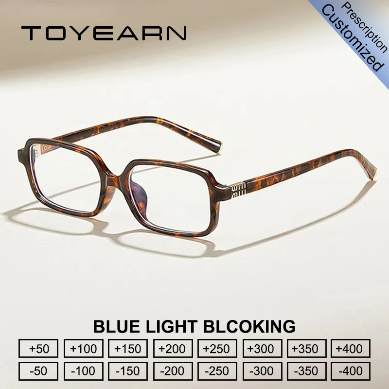 

TOYEARN Fashion Brand Rectangle Reading Glasses Women Blue Light Blocking Myopia Hyperopia Prescription TR90 Optical Eyeglasses