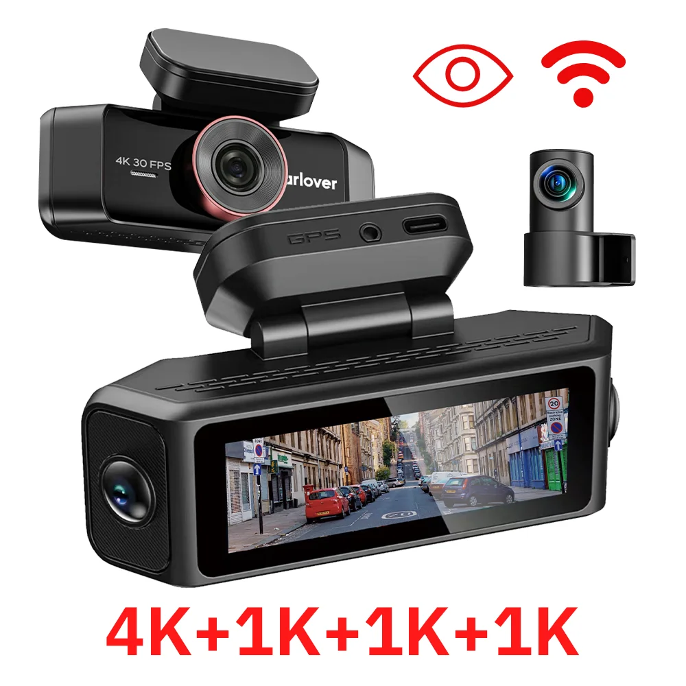 Mini 4 channel 4K ultra high definition AI driving recorder, with G sensor, 4K night vision cycle, left and right 4K driving rec