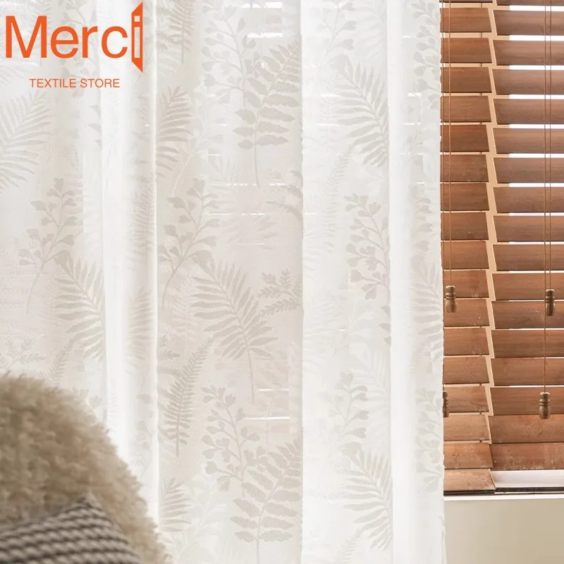 French Romantic Soft Comfortable Vintage Heavy Industry Embossed Window Tulle Curtains for Living Dining Room Bedroom Decoration