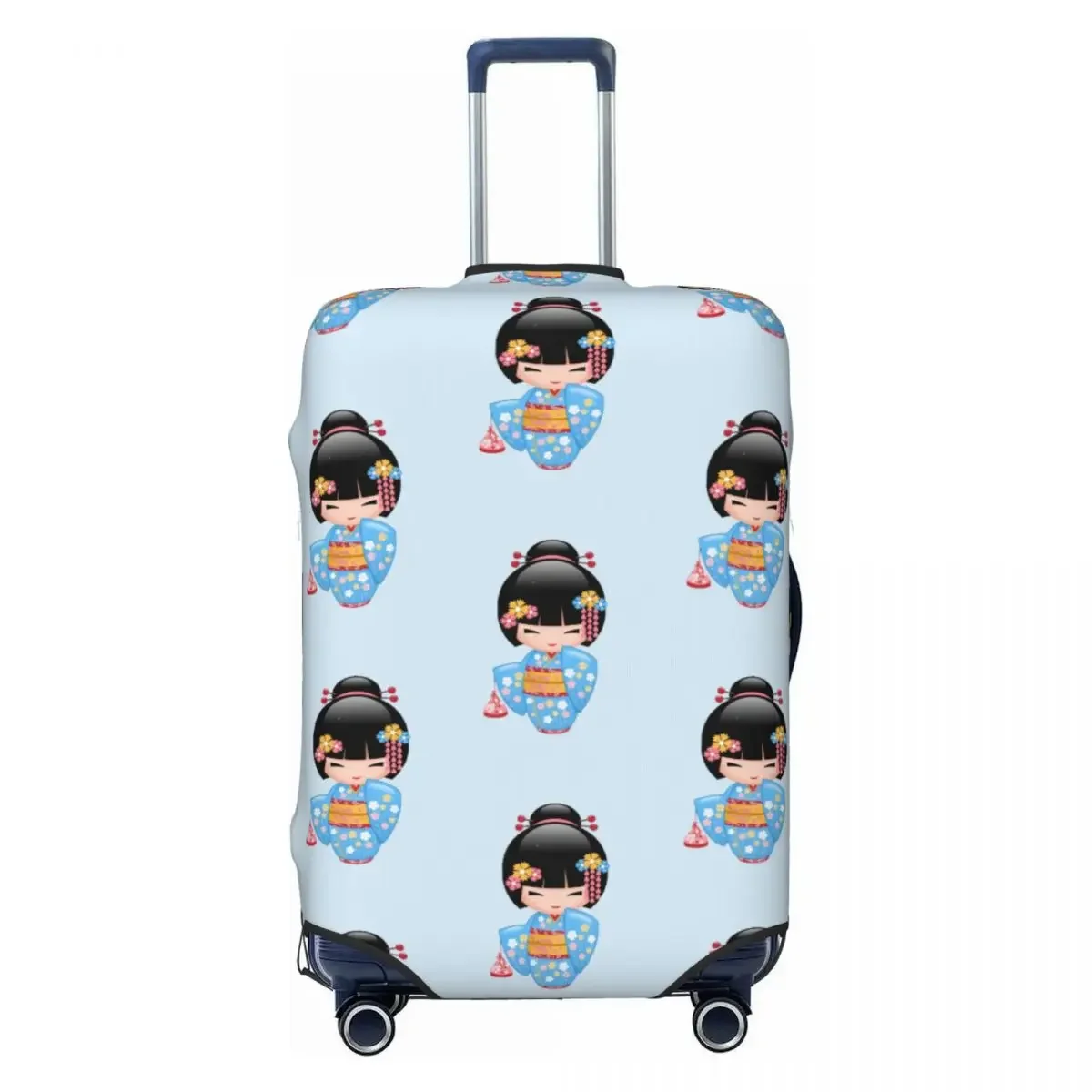 Cute Kawaii Kokeshi Doll Luggage Cover Protector Dust Proof Japanese Kimono Geisha Girl Travel Suitcase Covers