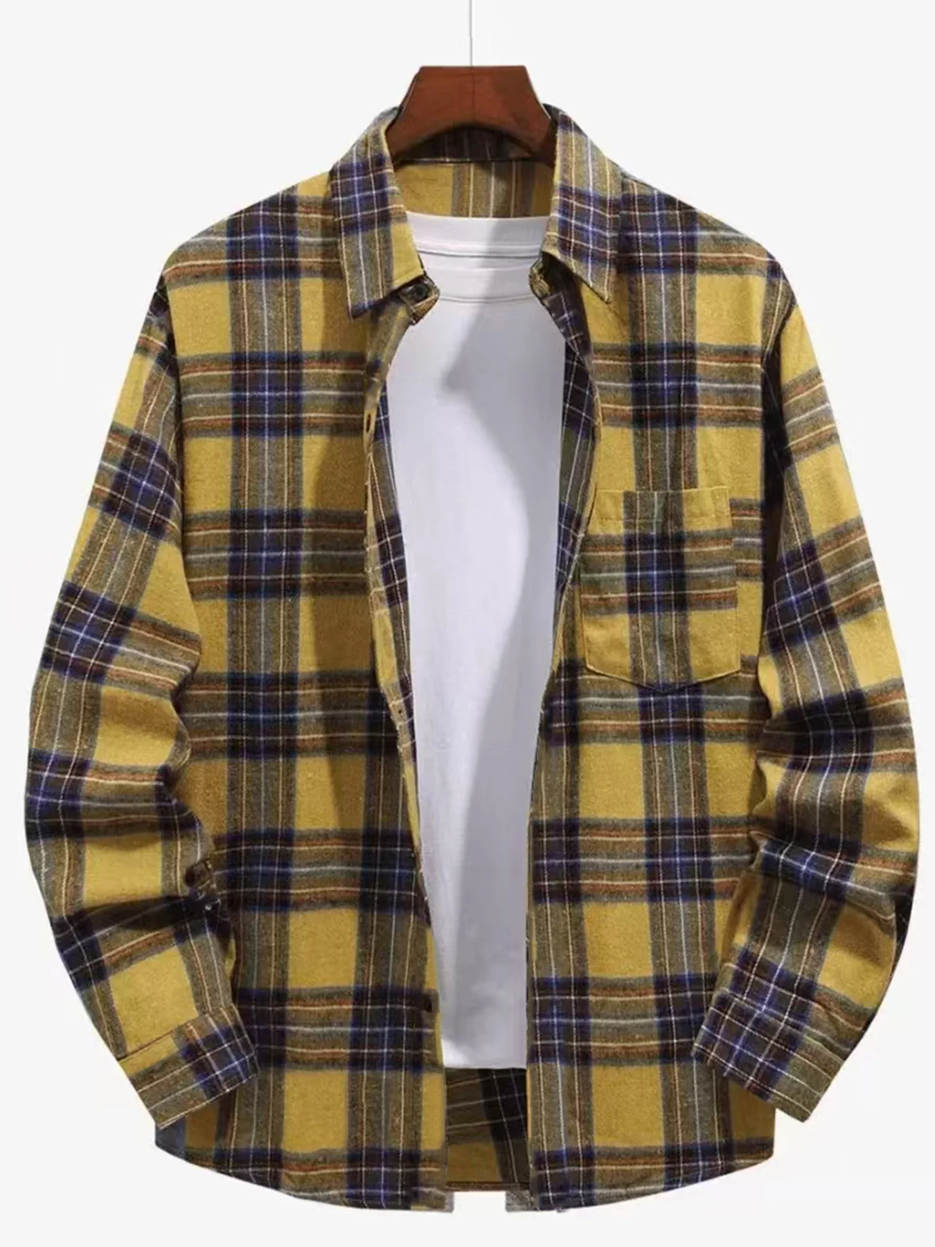 

Мужская клетчатая рубашка с длинным рукавом, весна и осень, гонконгский стиль, модная повседневная рубашка для мужчин