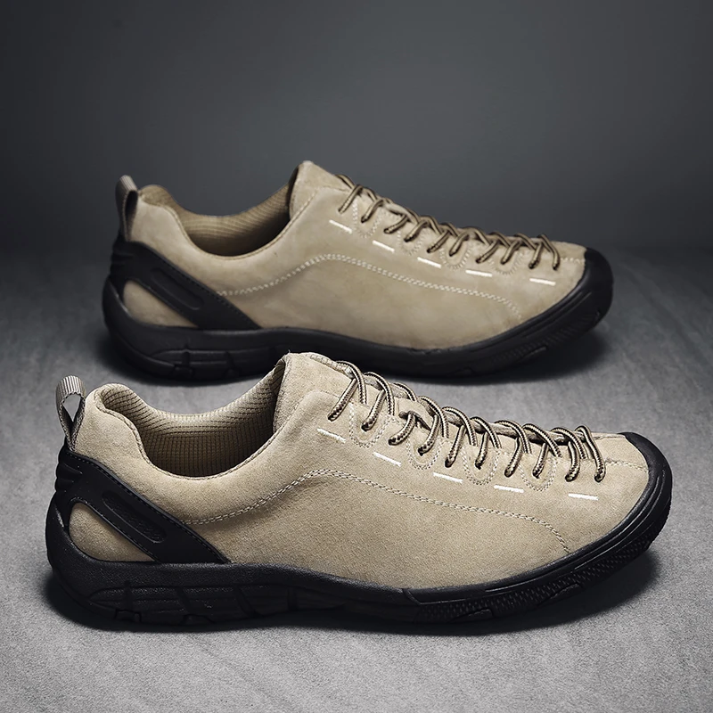 

High Quality Mens Hiking Shoes Outdoor Low Ankle Trekking Sneakers Plus Size 38-47 Suede Leather Men Travel Rock Climbing Shoes