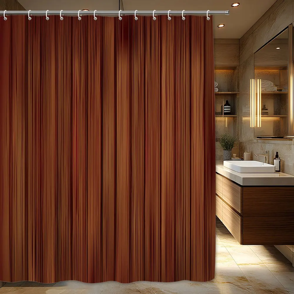 Premium Waterproof Shower Curtain 180x180cm Brown Solid Color Modern Bathroom Curtain Liner for Kids Adults Home Decor