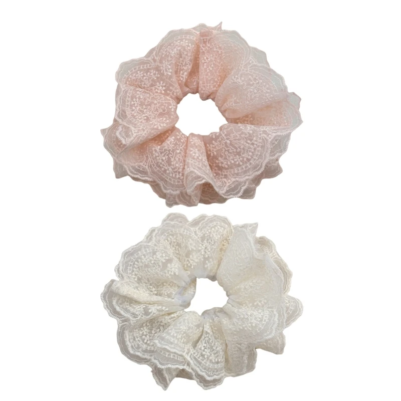 Elegant Lace Scrunchies for Women Soft Fabric Hairbands Elastic Hair Ties Comfortable Hairpieces Hair Decoration