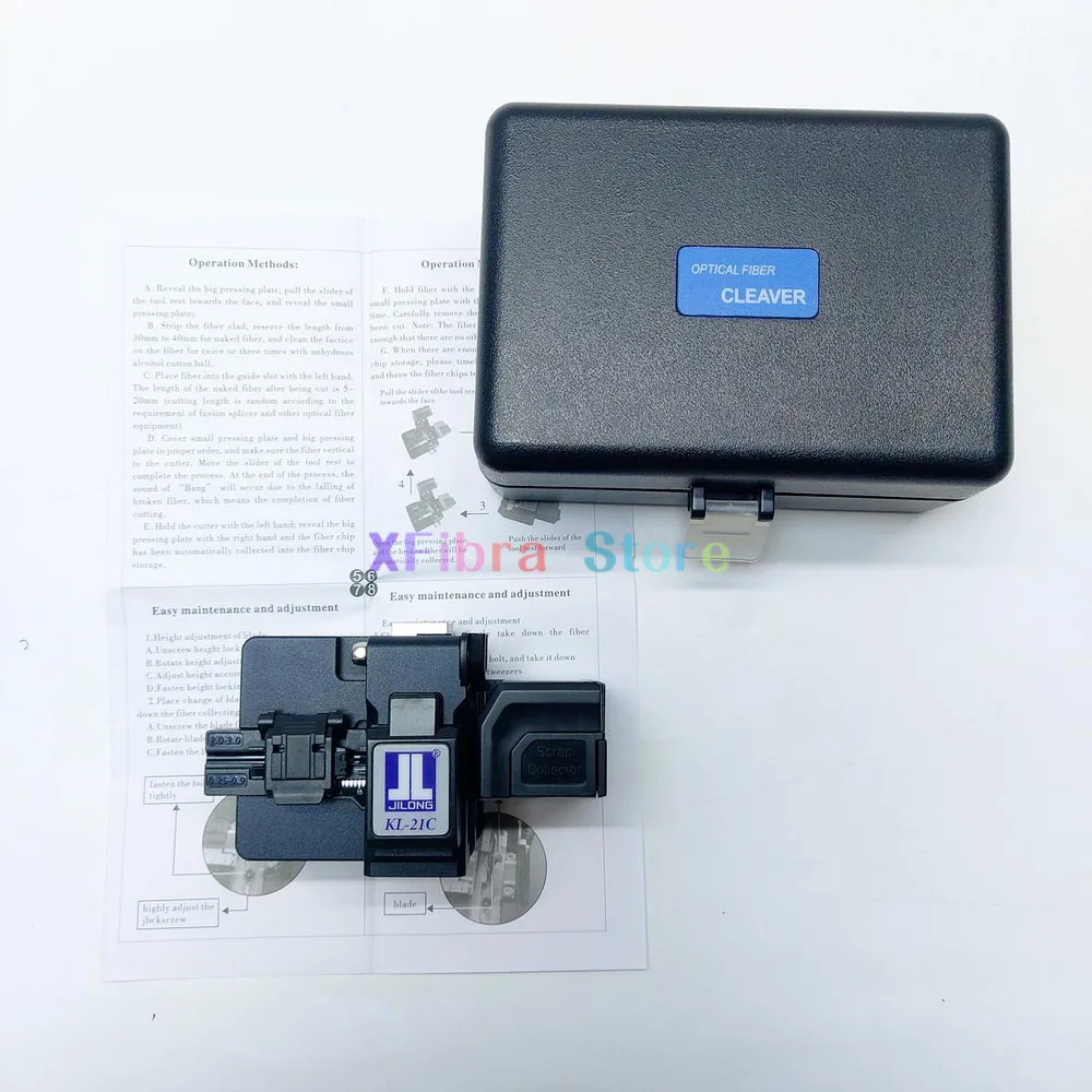 Original High Precision JILONG KL-21C Optical Fiber Cleaver- ONE OF FIBER CABLE CONNECTOR TOOL 48000 0.5° cuttings box packed