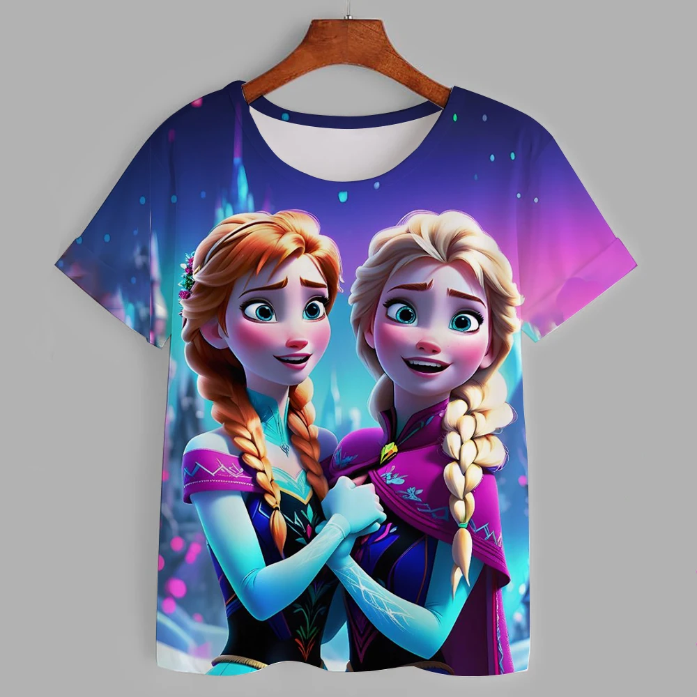 

Disney Princess Family Children's 3D Printed Round Neck T-shirt Cartoon Anime Boys and Girls Children's T-shirt 2025 Summer Chil