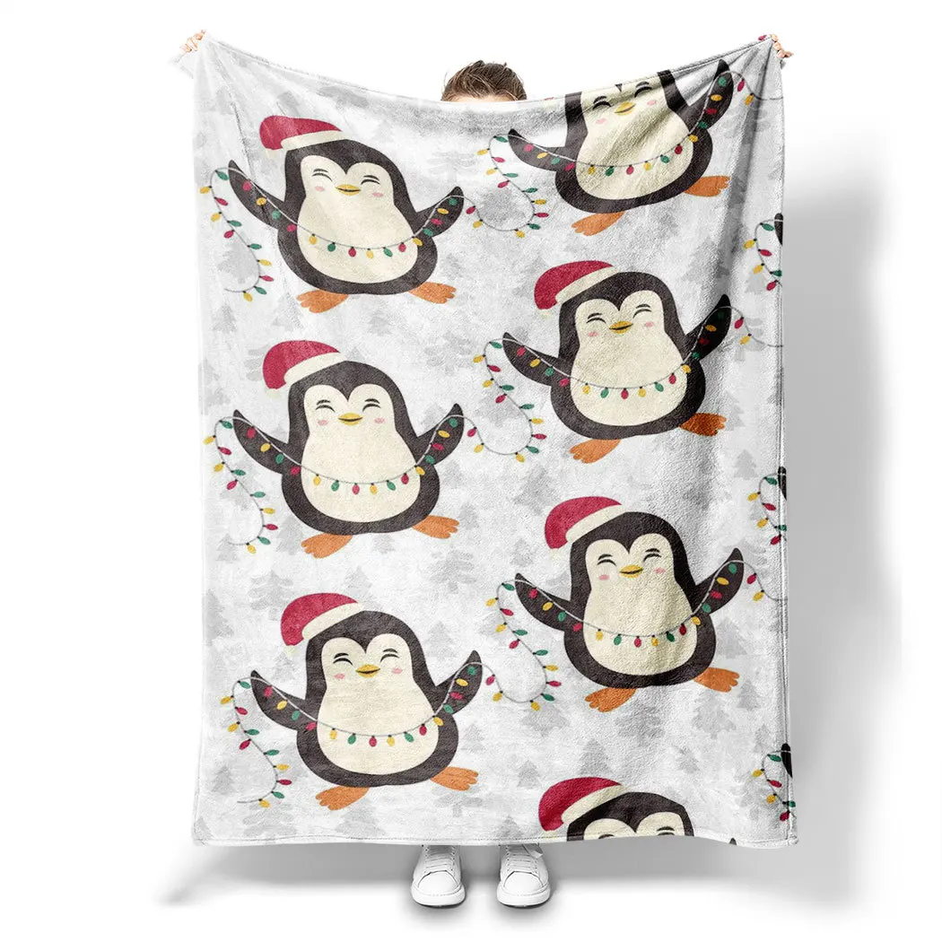 

Рождественское одеяло с принтом пингвинов для дивана-кровати, путешествий, кемпинга, гостиной, офиса, кондиционера, одеяло для всех сезонов, подарки