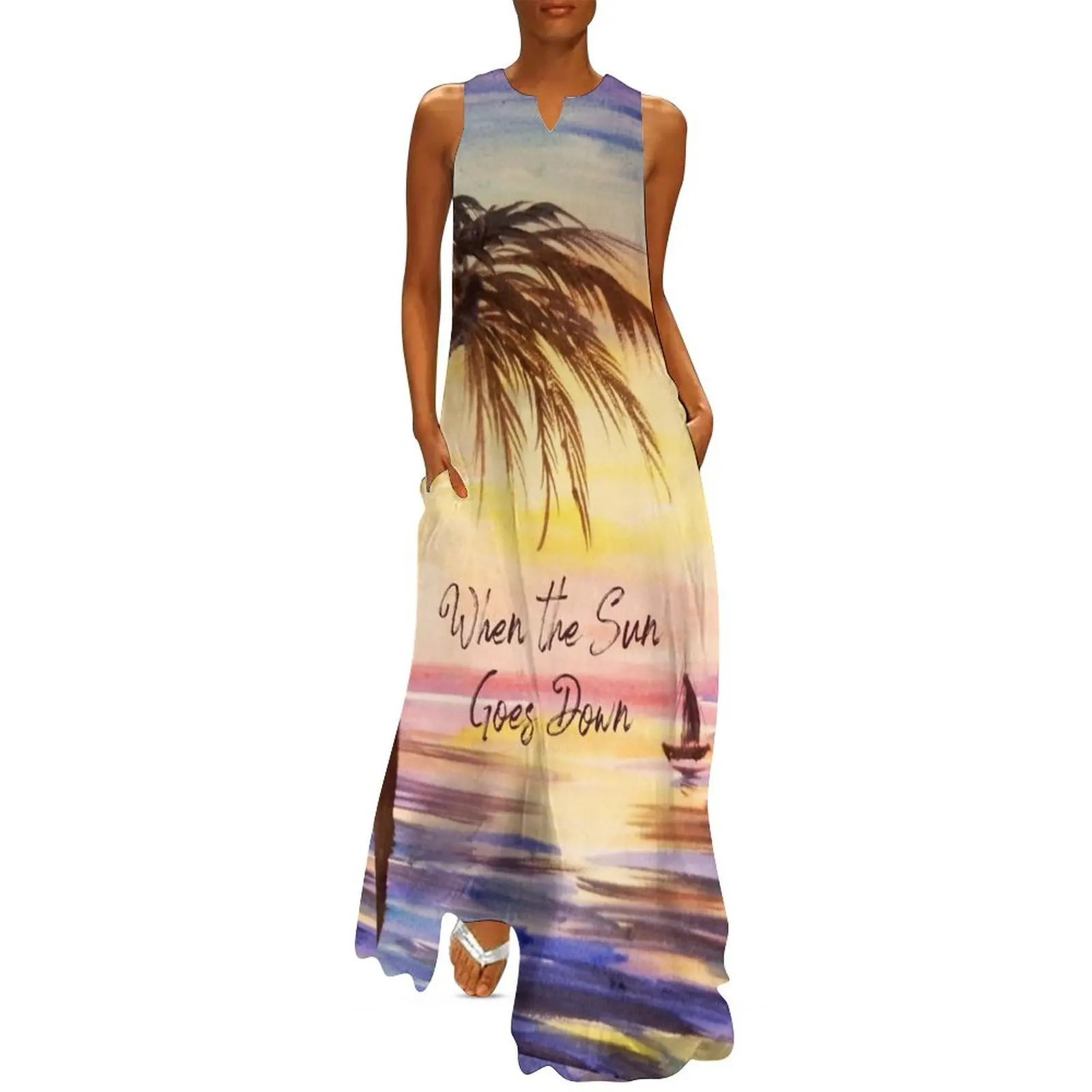 

When the Sun Goes Down (Painting) Long Dress dresses for women dress korean style