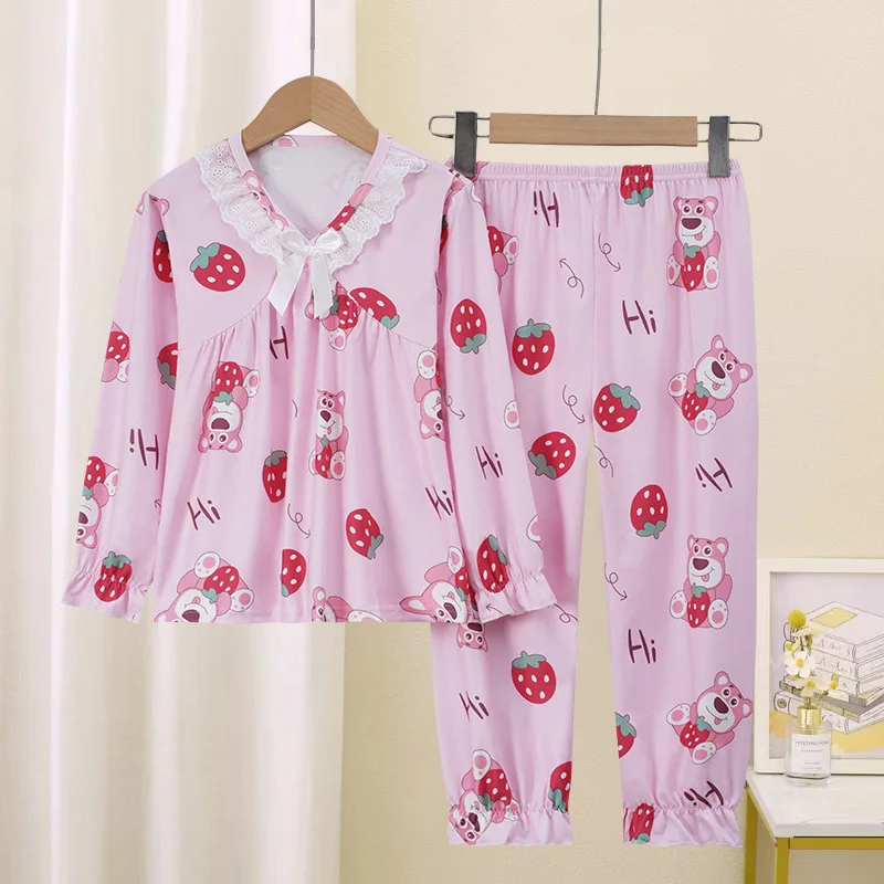 Charming Sanrio Girls Pajama Sets Print Comfortable Loose Soft Lace Trimmings Sleep Clothes Kid Suitable Homewear Autumn Winter