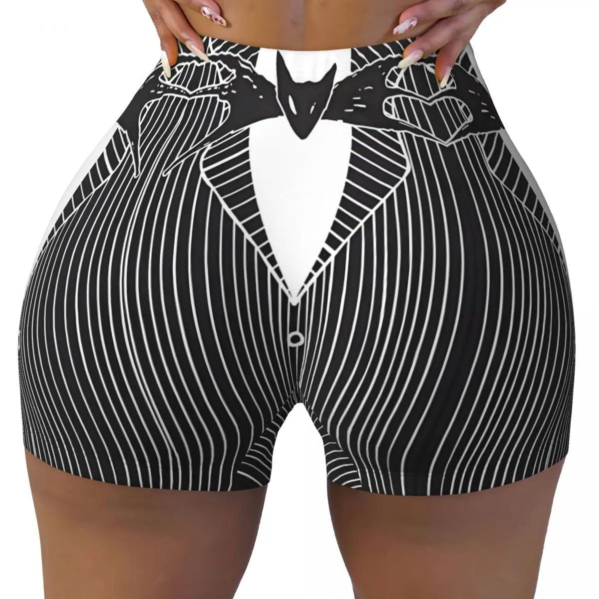 

Женские шорты для йоги «Кошмар перед Рождеством» на заказ, кожаные спортивные шорты для спортзала, волейбола, байкера