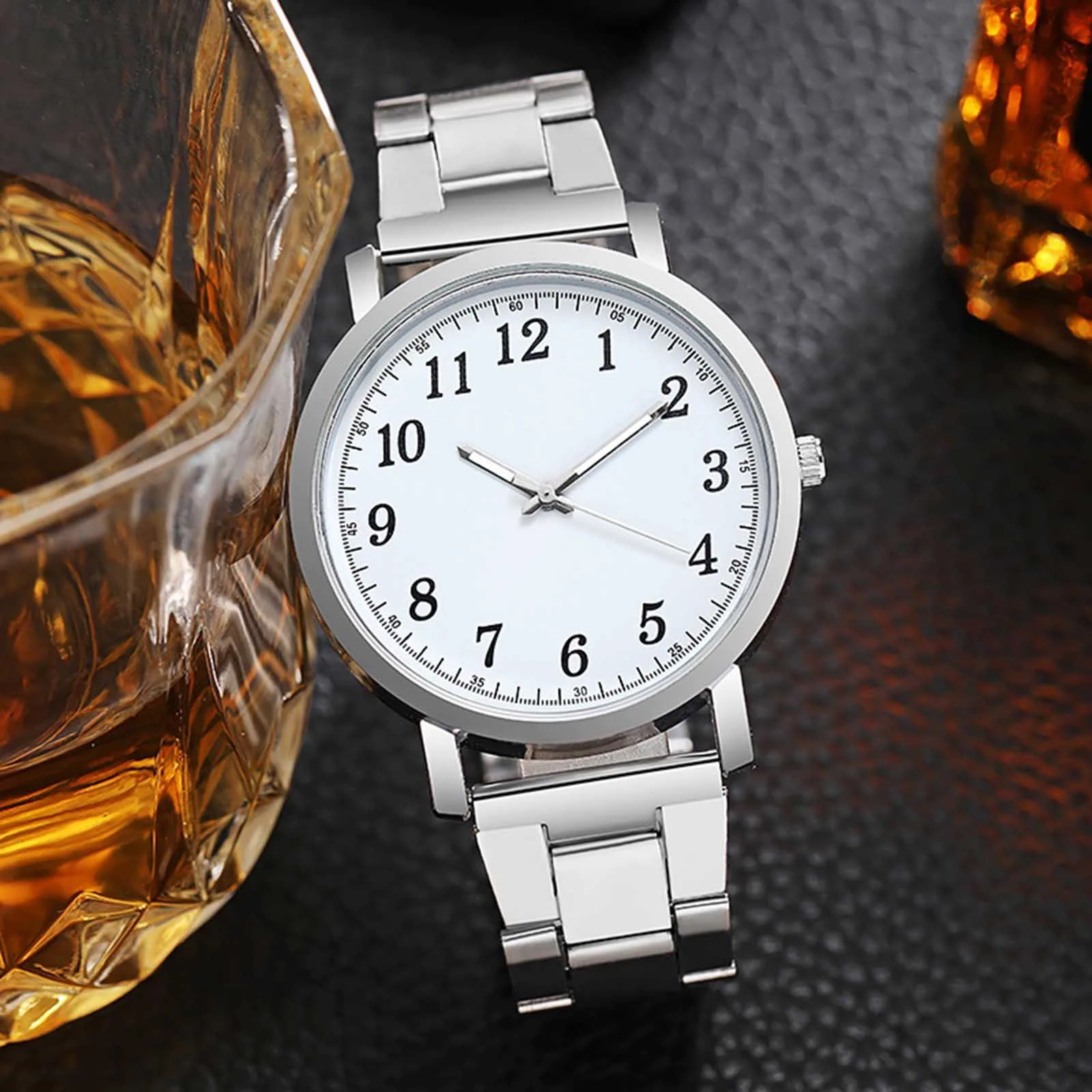 Men Luxury Watches  Simple Dial Quartz Watch Stainless Steel Strap Casual Bracele Watch Business Wristwatch Relogio Masculino