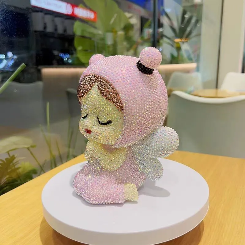 DIY Diamond Blessing Angel Rhinestone Coin Deposit Jar Mosaic Girl Figurine Handmade Cross Stitch Kids Birthday Gift Home Decor