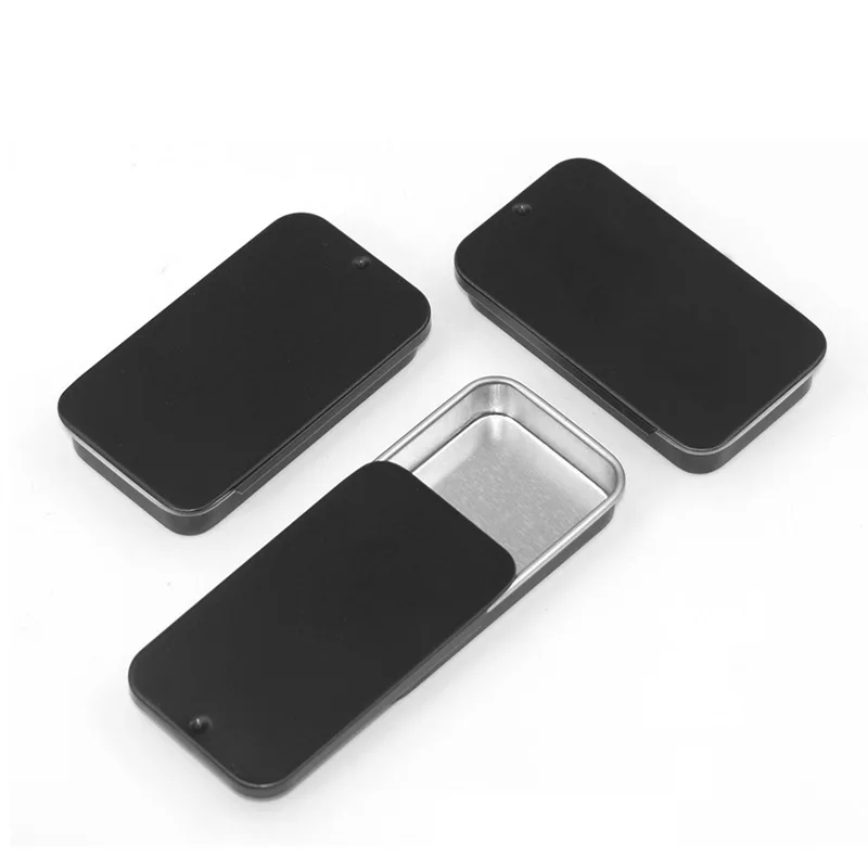 5PCS Multiple Sizes Frosted Push-Pull Metal Tin Box Small Solid Balm Drawer Storage Box Rectangular Jewelry Cosmetic Organizer