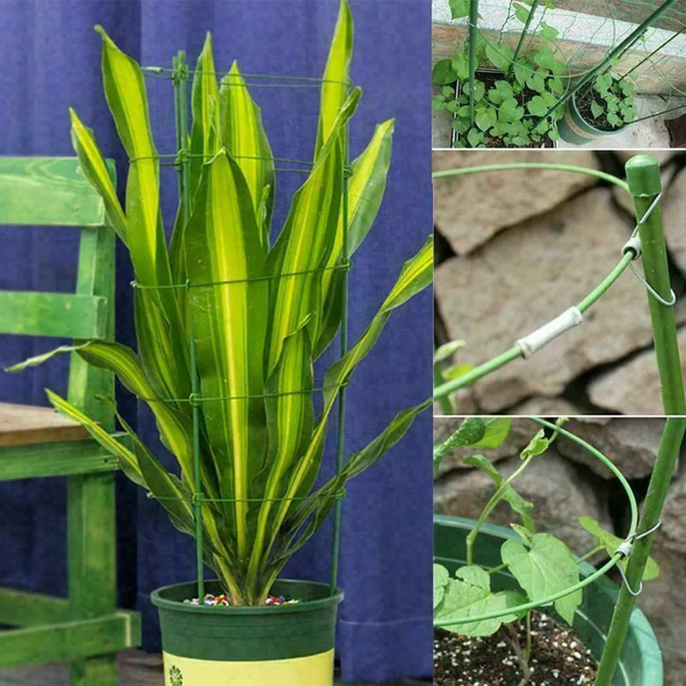 강철 + 플라스틱 식물 지원 지원 토마토 녹 방지 스탠드 격자 45cm 케이지 등반 꽃 프레임 정원 식물