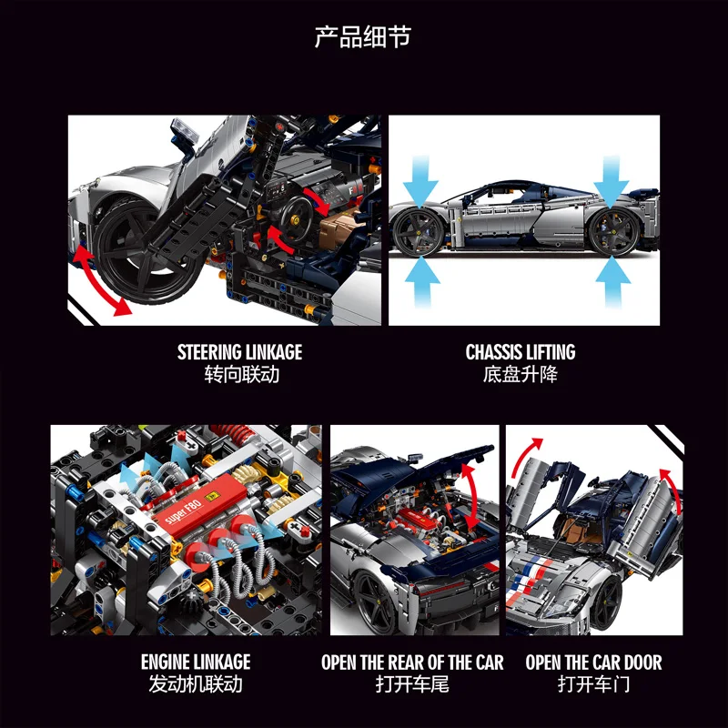 متوفر MOC التقنية 1:8 F80 Supercar اللبنات الطوب تجميع نموذج لعب للأطفال هدية عيد ميلاد مجموعة #5