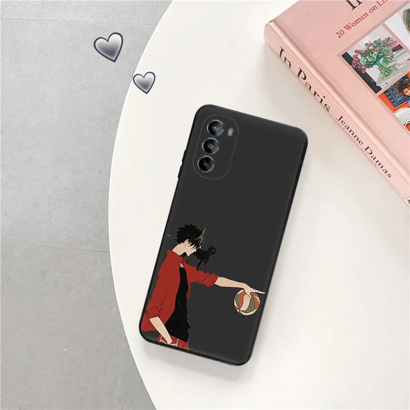 Black Soft Phone Case for Motorola G32 G50 G51 5G G60 G71 G22 G52 G72 G53 G73 G60S Moto G9 Plus Volleyball Haikyuu Hinata Cover