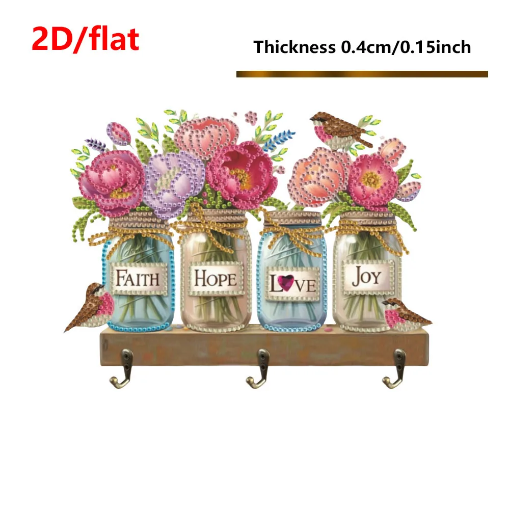 

1 алмазный художественный набор в виде вазы «сделай сам», деревянный картина, крючок для ключей, украшение стены, рождественский подарок