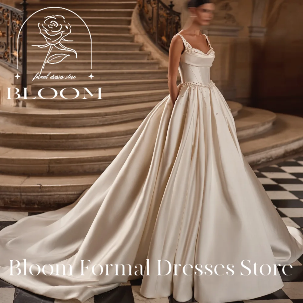 Bloom-Robe de Soirée Personnalisée à Col Carré en Clip Solide, Corset à Bretelles Spaghetti, Élégant et Luxueux