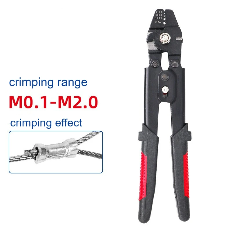 Wire Rope Crimping Tool Kit for M1.2/M1.5/M2 Steel Wires Including 1 Crimper and 150/270/300pcs Aluminum Crimping Loop Sleeve