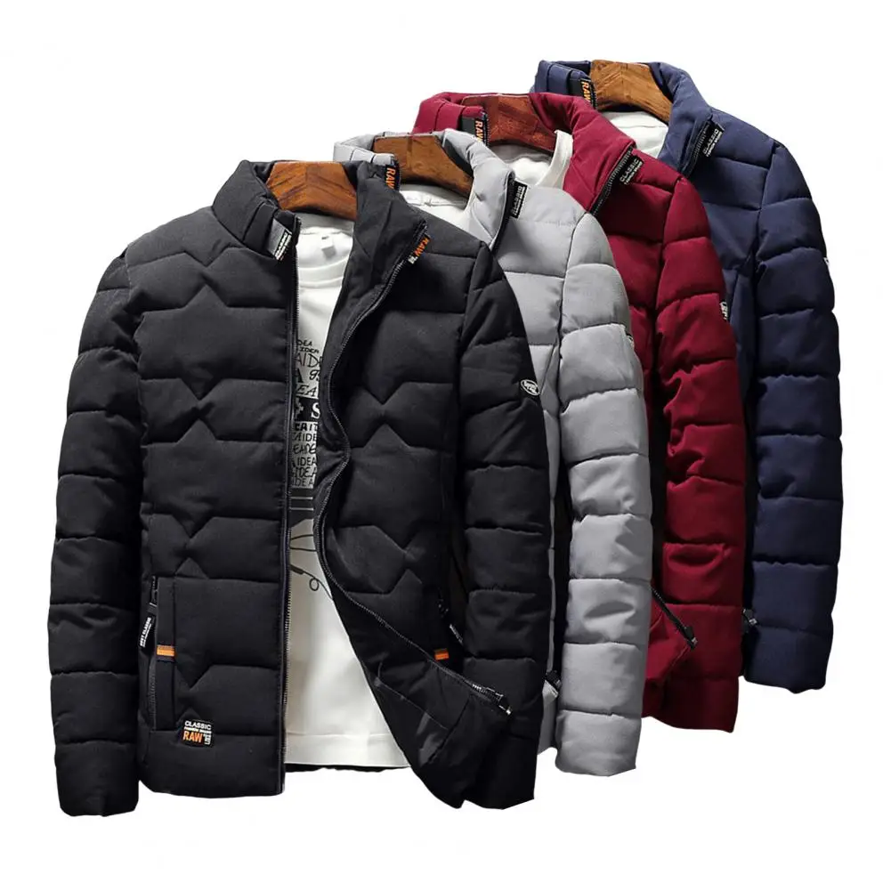 Chaqueta acolchada de algodón para hombre, abrigo grueso y cálido con cuello levantado, ajustado, para jóvenes, Otoño e Invierno