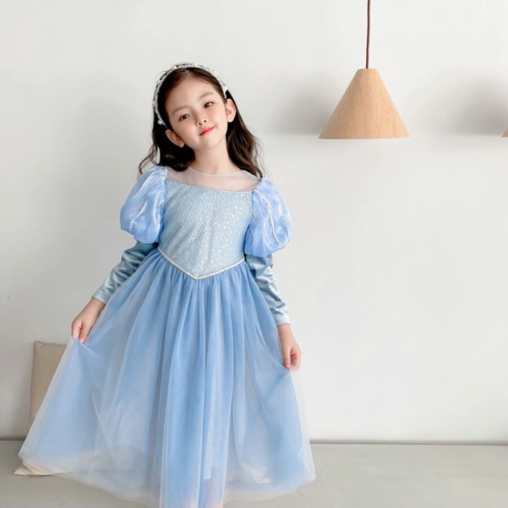 Kids Summer Dress Toddler Girls Birthday Party Cosplay Girls Lace Ballet Princess Dress Spring and Autumn Ball Dress 3-12Years