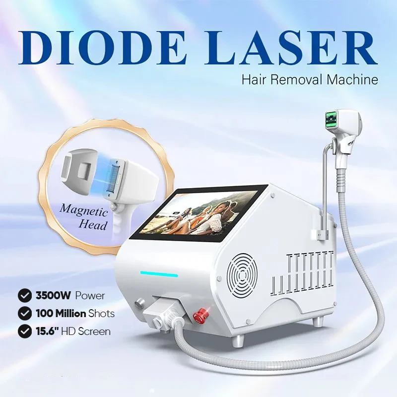 

3500W Diode Laser Hair Removal Machine Adjustable Spot Size Facial Tips Freezing Point Painless Depilation Beauty Salon Device