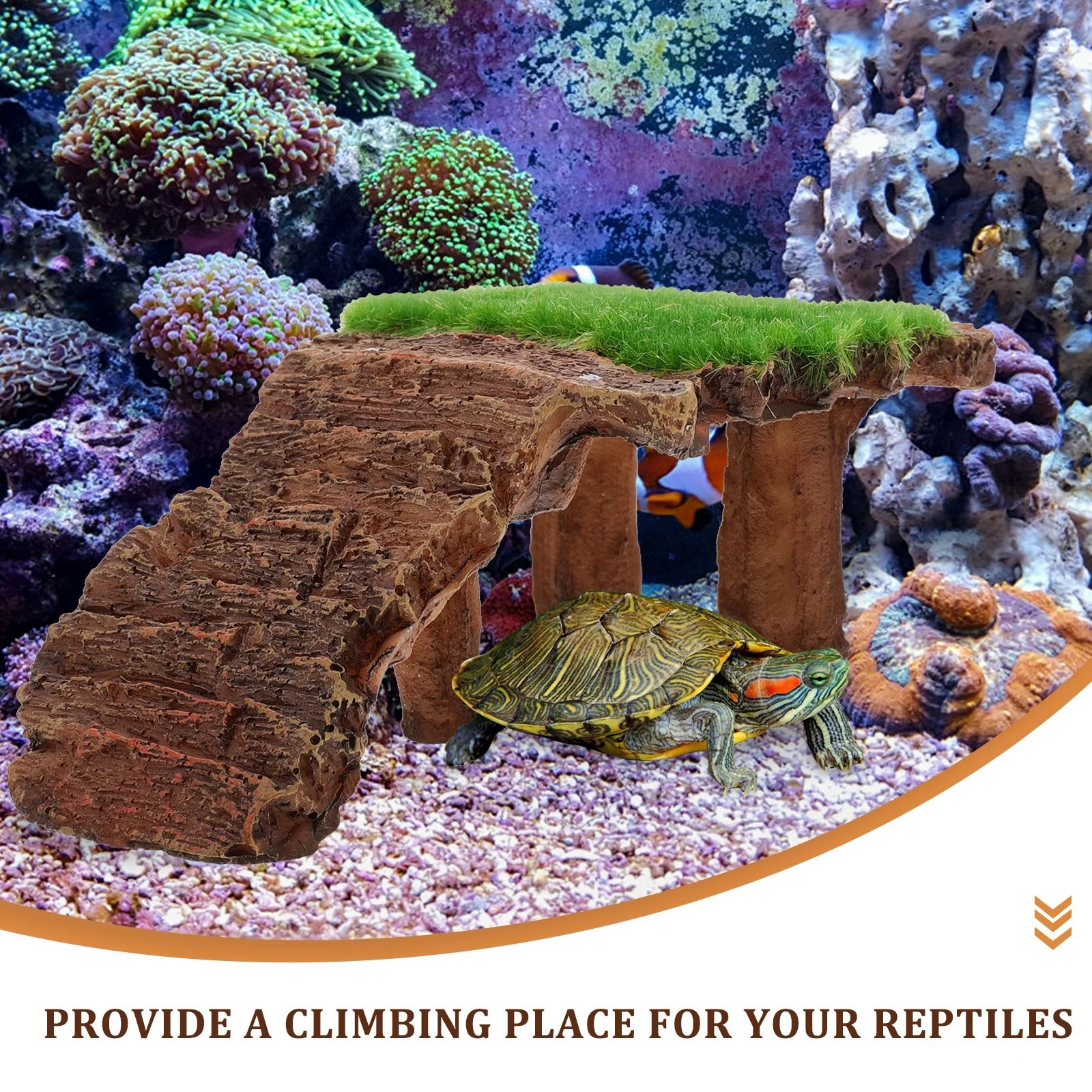 

Aquatic Turtle Basking Platform Handcrafted Resin Ramp for Turtle Tank Reptile Habitat Decor Functional Landscape Design