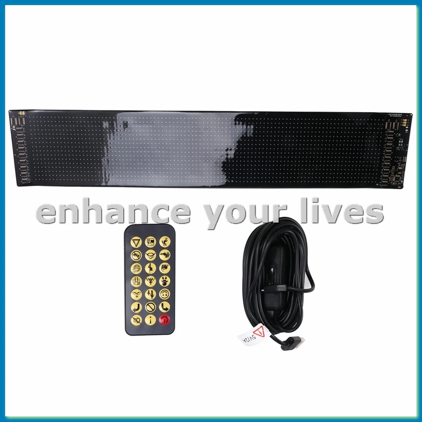 USB Car Truck Display Screen 16x96 LED Matrix Pixel Panel Light Bluetooth App Car Sign Animation Programmable for Car-A23U
