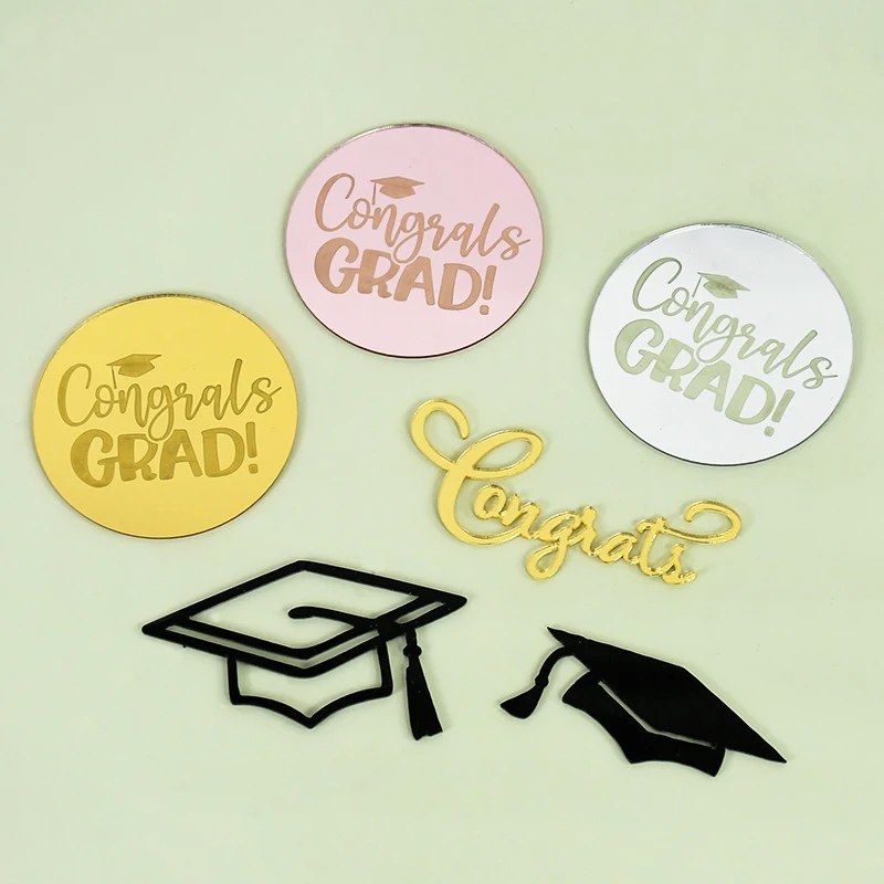 10 Stuks Gegroet Vrijgezel Cap Cupcake Toppers Goud Zwart Acryl Cake Toppers Klasse Van 2024 College Feest Feest Decoratie