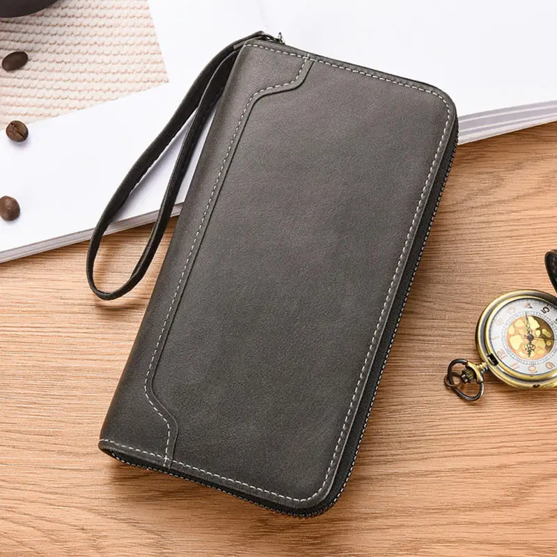 Vintage Men's Clutch Bags RFID Genuine Crazy Horse Leather Handbag Male Long Money Wallets Phone Pouch Man Clutch Coin Purse