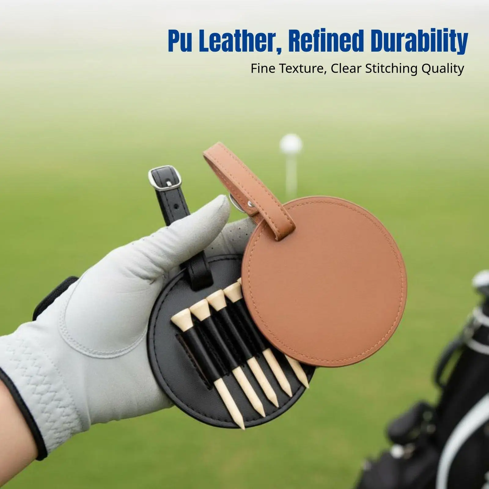 Tee Holder PU Leather Organizer Quick Access Tag Design for Course