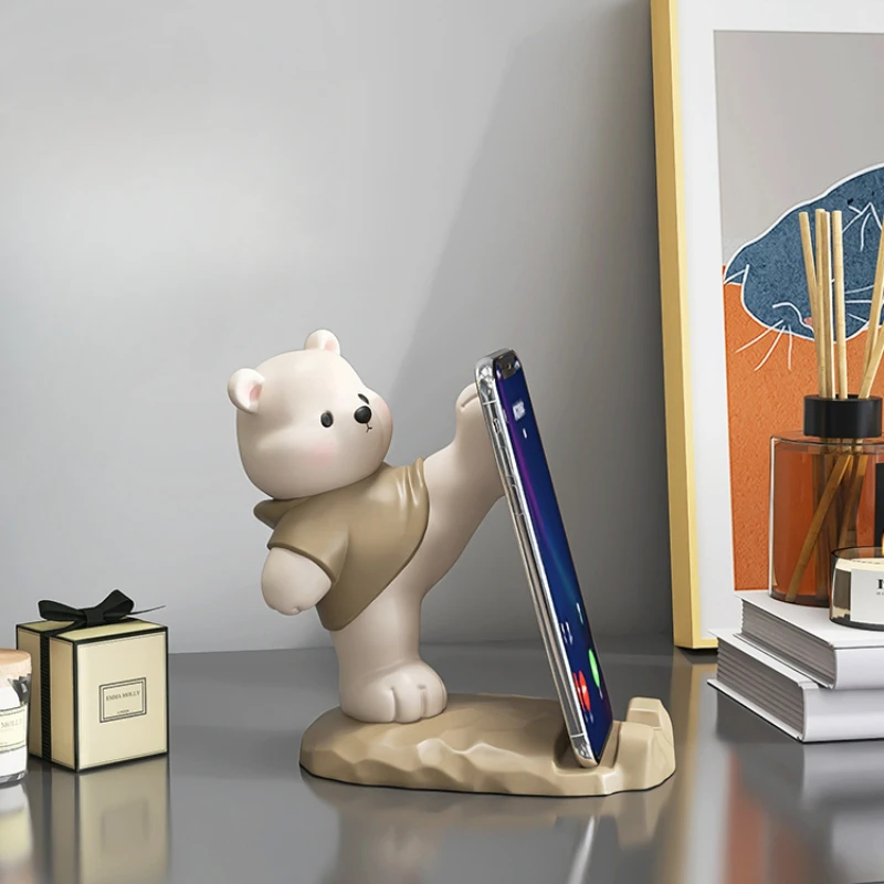

New Cartoon Bear Mobile Phone Pad Office Home Tablet PC Stand Practical Creative Birthday Gift Crafts Desktop Ornaments Home